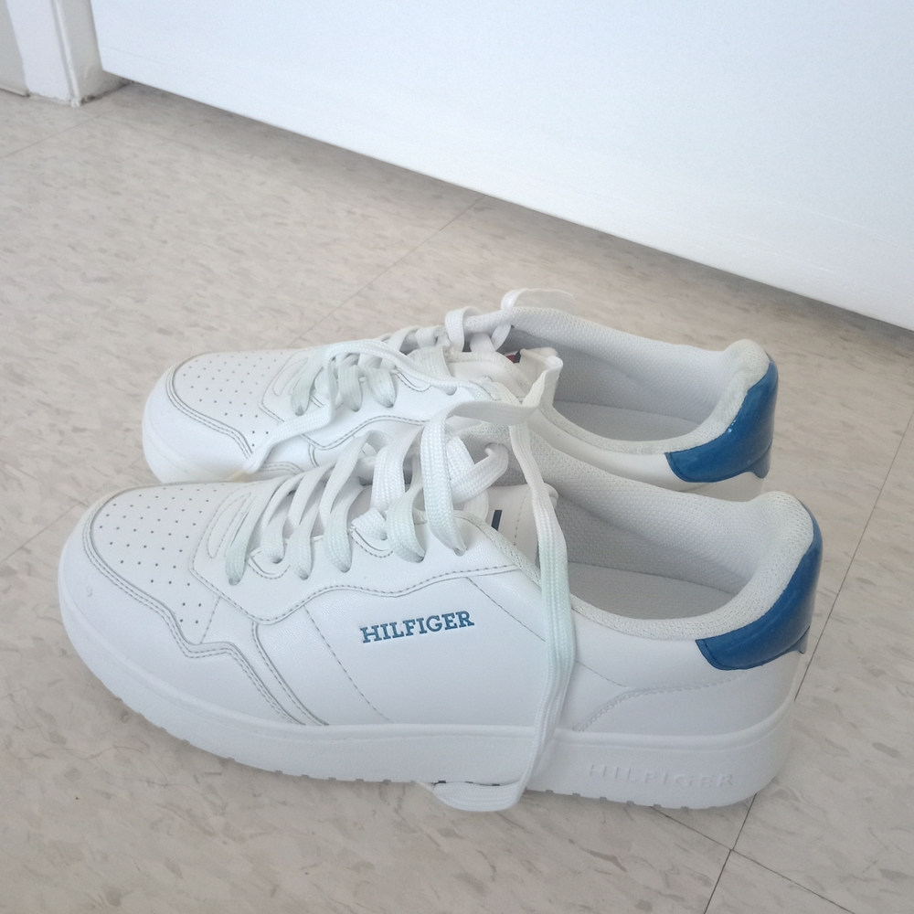 Tommy Hilfiger White and Blue Platform Sneakers